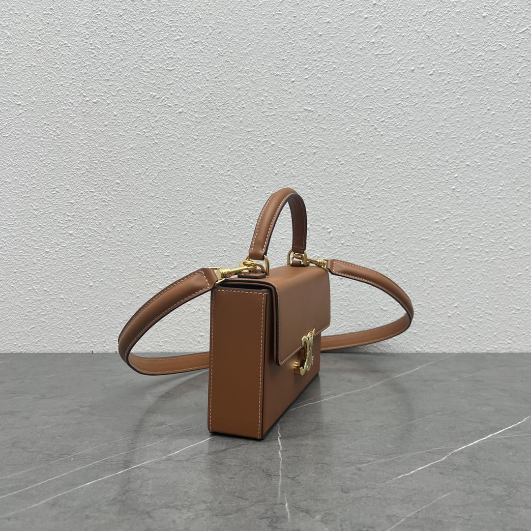 Celine Box Triomphe Shoulder Bag In Smooth Calfskin Tan 199992